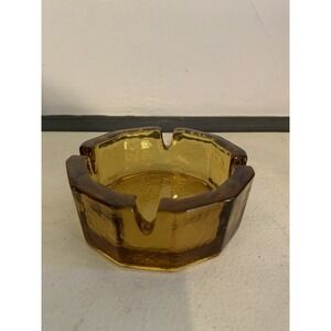 Vintage‎ MCM 60s 70s Paneled Amber Blenko Pebbled Art Glass Ashtray